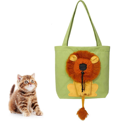 Cute Lion Shaped Cat Carriers Bag with Outcrop Design for Small Dog and Cat