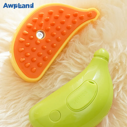 Steamy Cat Brush, Cute Banana shape Self Cleaning Steam Pet Brush for Cog Cat Rabbit,