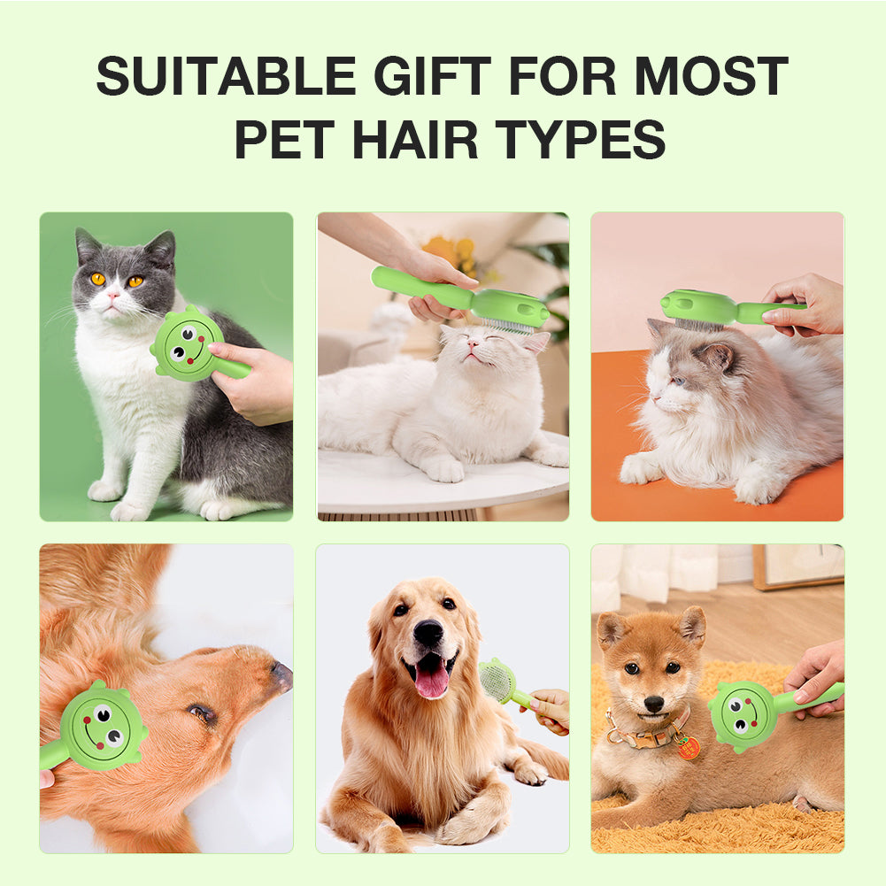 Cute Frog Shape Pet Brush with Soft Ergonomic Handle for Cats & Dogs