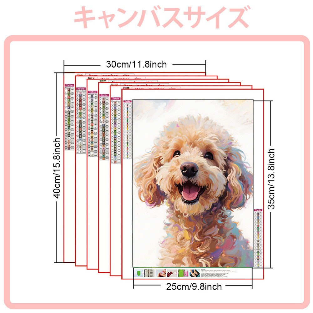 Poodle Dog Diamond Painting Kit, 30 × 40 cm