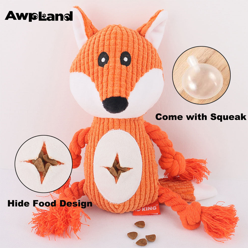 Plush Dog Toy - Cute Fox Shape and Durable Squeaky Dog Toys