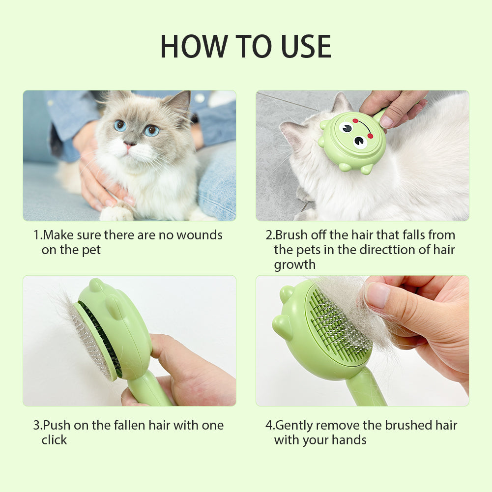 Cute Frog Shape Pet Brush with Soft Ergonomic Handle for Cats & Dogs