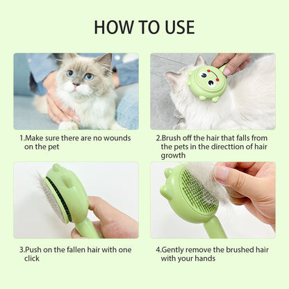 Cute Frog Shape Pet Brush with Soft Ergonomic Handle for Cats & Dogs