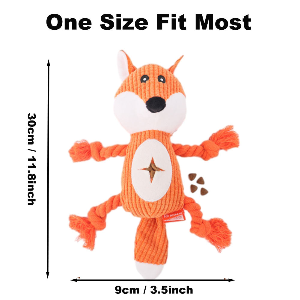 Plush Dog Toy - Cute Fox Shape and Durable Squeaky Dog Toys