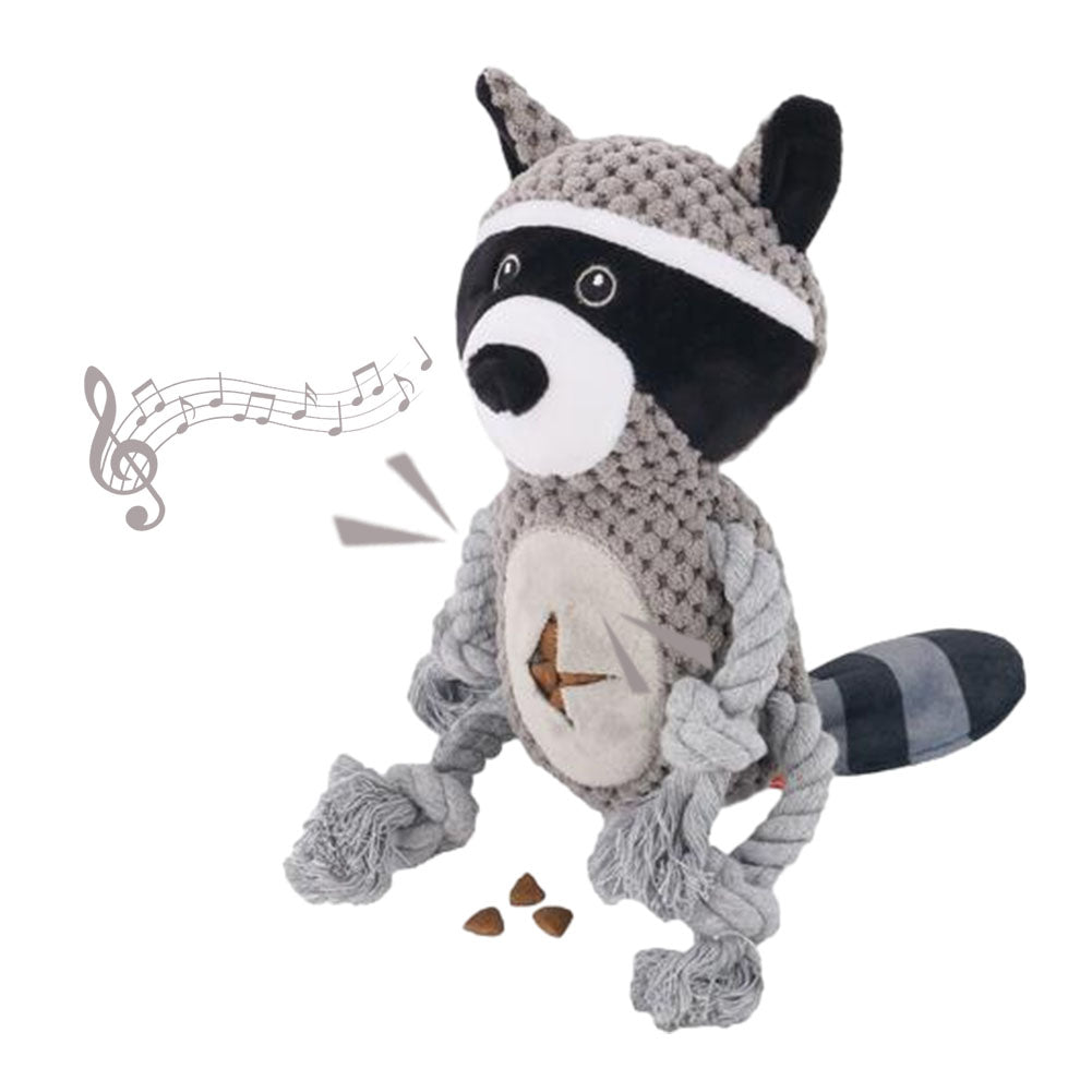 Plush Dog Toy - Cute Raccoon Shape and Durable Squeaky Dog Toys