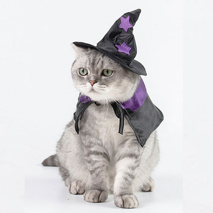 Disfraz de mago de gato para Halloween, para perros pequeños, medianos y grandes, disfraces de cosplay, decoraciones para fiestas 