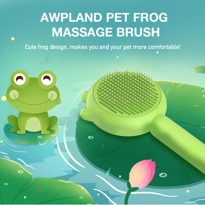 Cute Frog Shape Pet Brush with Soft Ergonomic Handle for Cats & Dogs