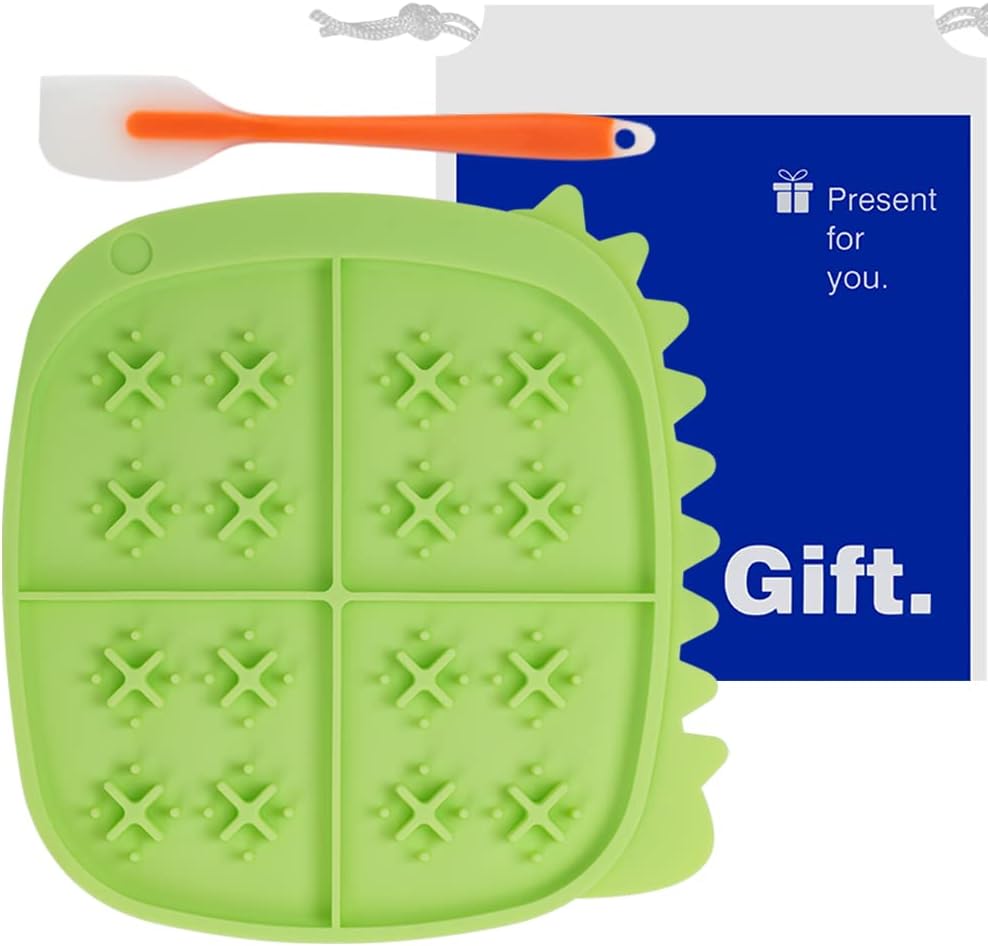 Cute Dinosaur Shape Dog Lick Pad with Suction Cups for Treats, Yogurt, Peanut Butter and Liver Paste