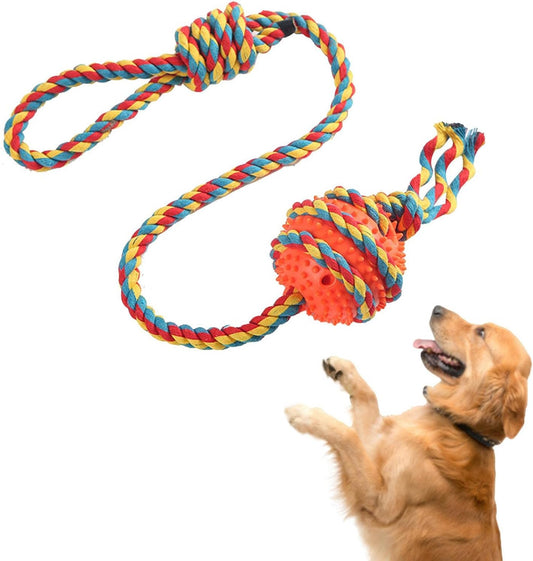 Dog Rope Toys for Aggressive Chewers, Heavy Duty Cotton Rope Dog Toys with Chew Ball