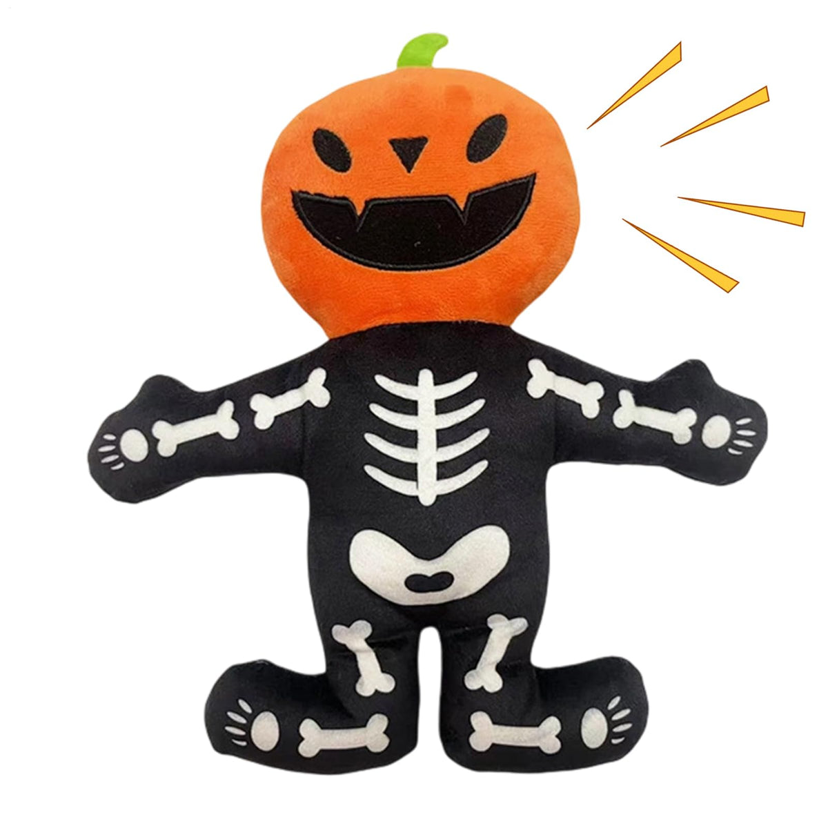 Halloween Pumpkin Squeaky Dog Toy – Plush Crinkle Toy for Small, Medium & Large Dogs