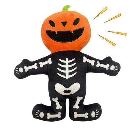 Halloween Pumpkin Squeaky Dog Toy – Plush Crinkle Toy for Small, Medium & Large Dogs