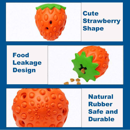 Strawberry Dog Puzzle Toys, Rubber Dog Chew Toys for Treat Food Dispensing