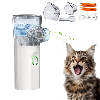 Pet Nebulizer for Dogs & Cats – Handheld USB Rechargeable Nebulizer with 2 Mist Modes, Ultra-Quiet Operation, 304 Stainless Steel Mesh, Food-Grade Cup & PVC Pet Mask