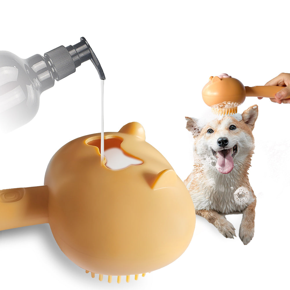 Pet Shampoo Dispenser Brush Dog Shower Brush for Bathing