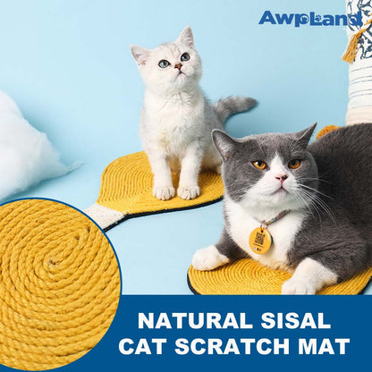 Natural Sisal Chicken Leg Shape Cat Scratch Mats, Anti-Slip Cat Scratching Pads Toy for Indoor Cats