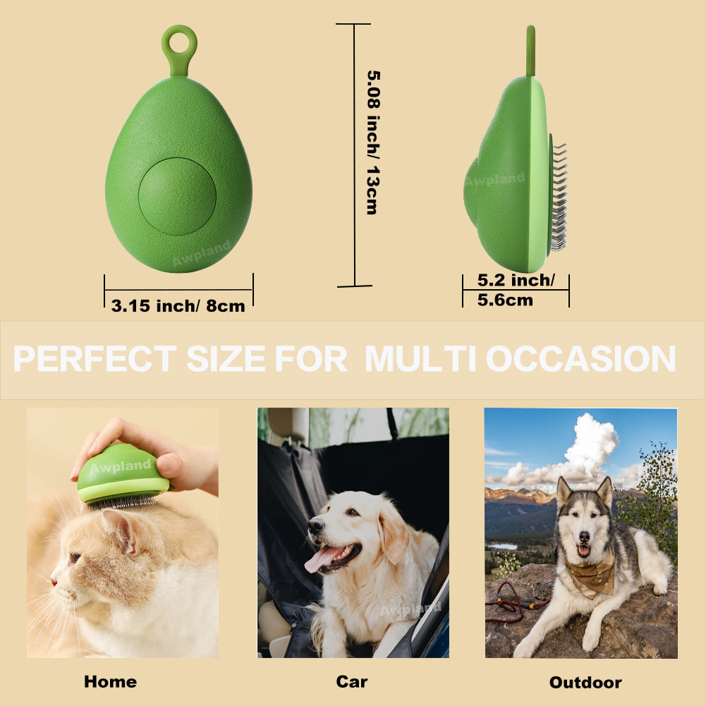 Cute Avocado Shape Dog Brush with Release Button