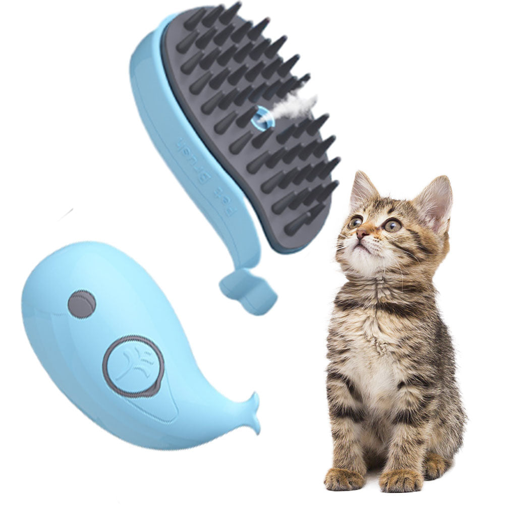 Cepillo para gatos con vapor, lindo cepillo para mascotas con forma de ballena, autolimpiante, para gatos, conejos y dientes