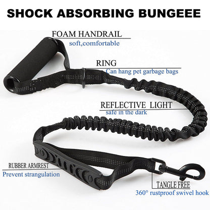 Strong Bungee Shock Absorbing Dog Leash  for Small Medium and Large Dogs Training and Walking