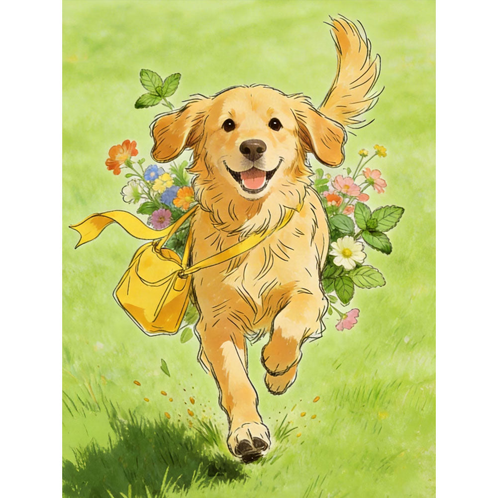 Golden Retriever Diamond Painting Kit, 30 × 40 cm