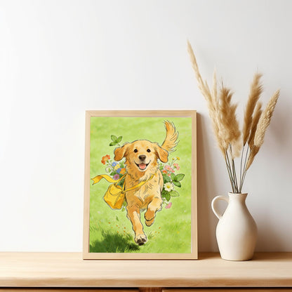 Golden Retriever Diamond Painting Kit, 30 × 40 cm