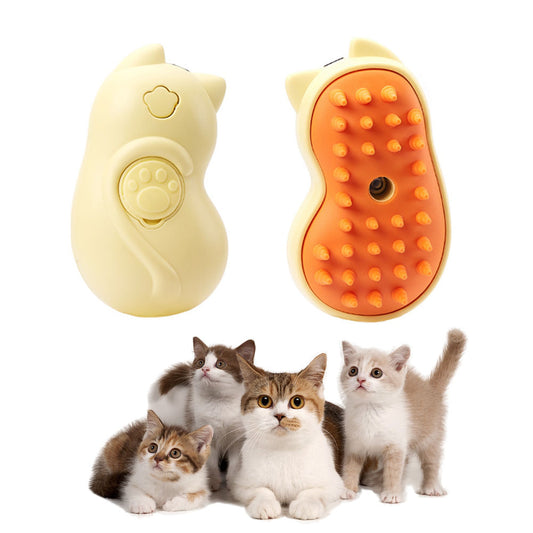 Steamy Cat Brush, Cute Cat shape Self Cleaning Steam Pet Brush for Cog Cat Rabbit