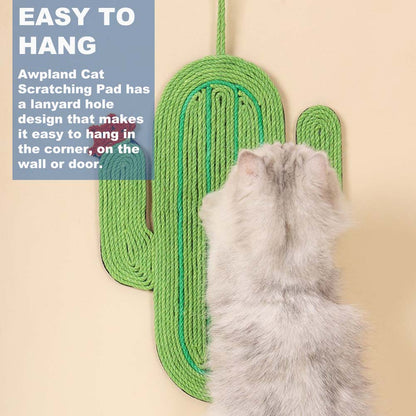 Natural Sisal Cactu Shape Cat Scratch Mats, Anti-Slip Cat Scratching Pads Toy for Indoor Cats