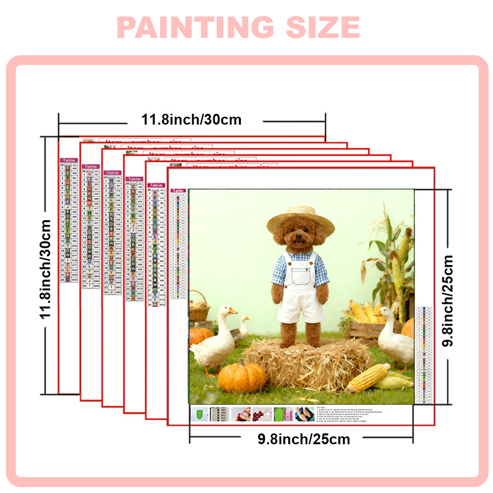 Rustic Puppy Diamond Painting Kit for Adults & Beginners, 30X30cm