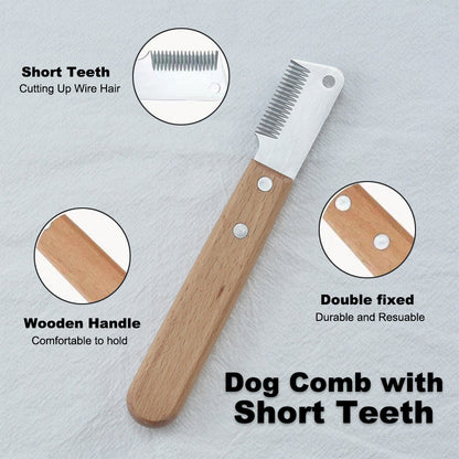 West Highland White Terrier Hair Removal Comb Set, Comb with Short Teeth for Cutting Up Wire Hair, Comb with Long Teeth for Grooming Soft Hair