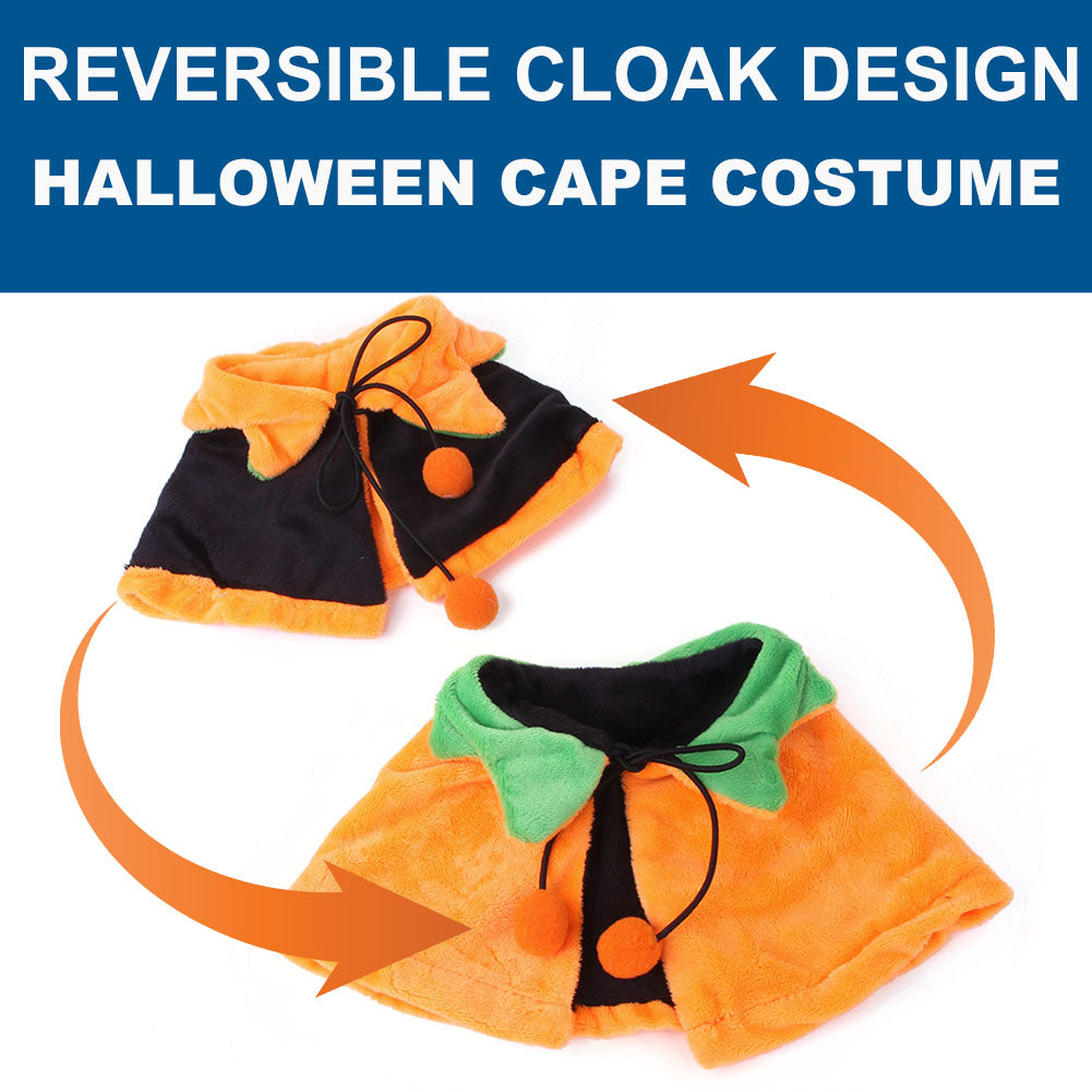 Bonita capa de calabaza de Halloween con sombrero para perros pequeños, medianos y grandes, gatos, vestido de cosplay, decoraciones de fiesta 