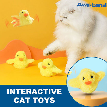 Touch Activated Kitten Duck Plush Toy Interactive Cat Exercise Toys with Lifelike Quack Chirping