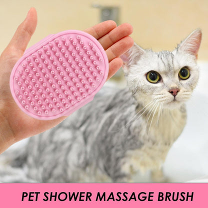 4pcs Pet Shampoo Bath Brush Soothing Massage Rubber Comb with Adjustable Ring Handle for Long Short Haired Dogs and Cats