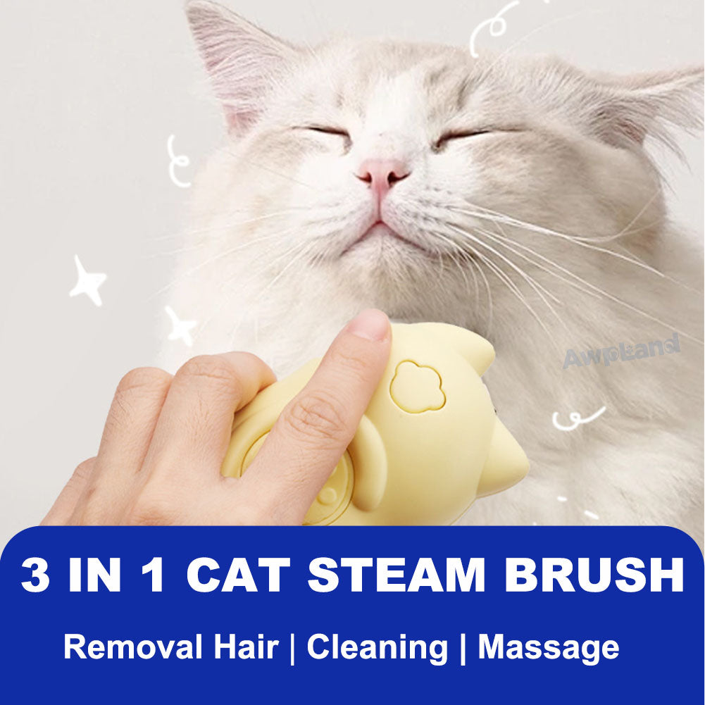 Steamy Cat Brush, Cute Cat shape Self Cleaning Steam Pet Brush for Cog Cat Rabbit