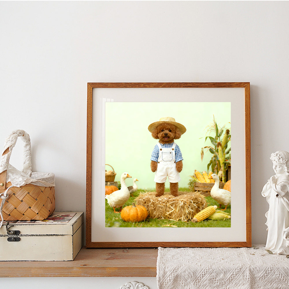 Rustic Puppy Diamond Painting Kit for Adults & Beginners, 30X30cm