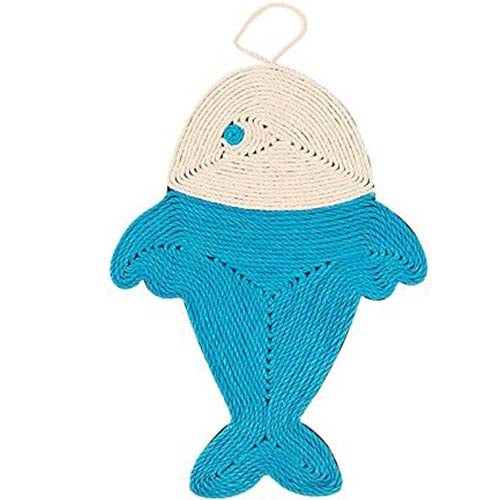 Natural Sisal Fish Shape Cat Scratch Mats, Anti-Slip Cat Scratching Pads Toy for Indoor Cats