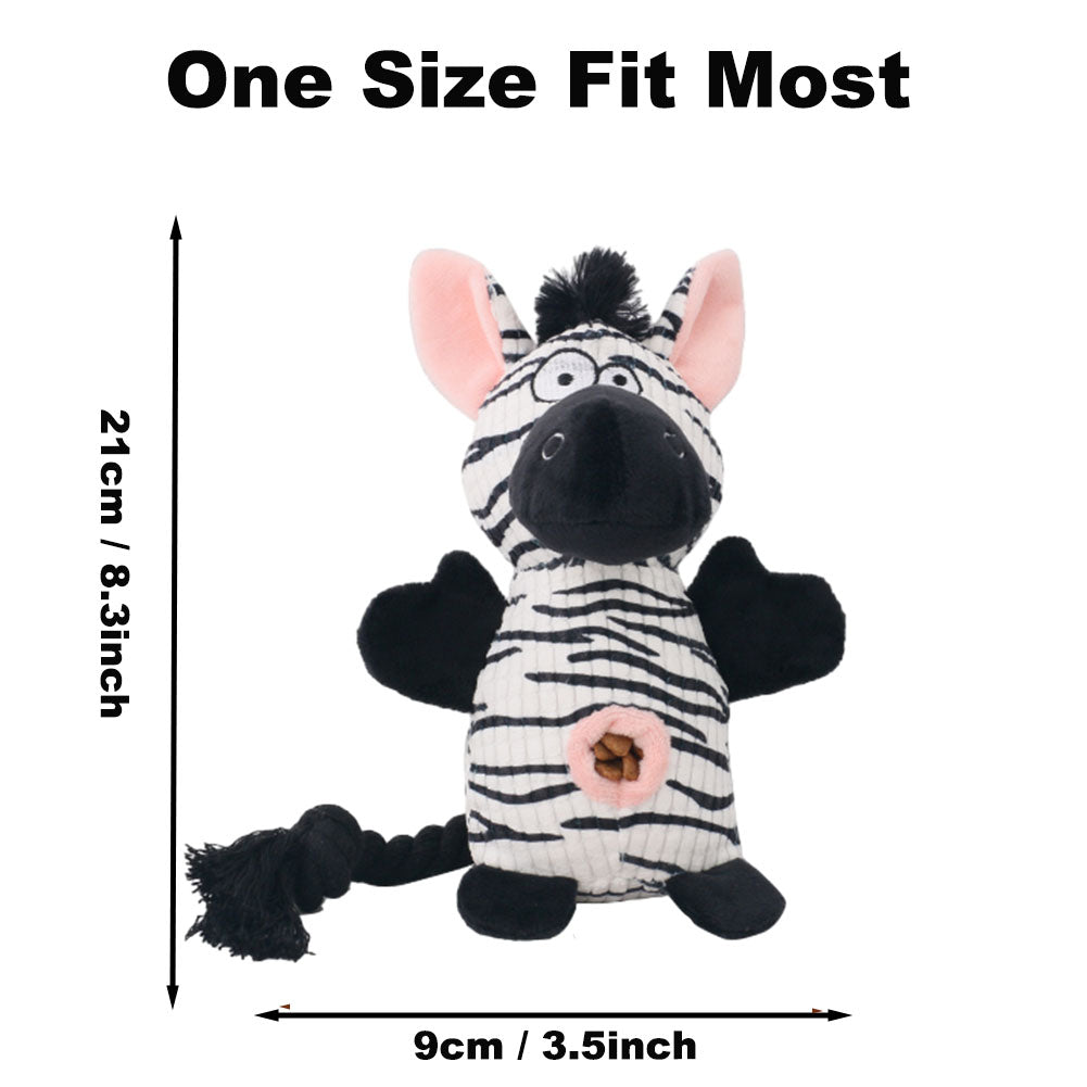 Plush Dog Toy - Cute Zebra Shape and Durable Squeaky Dog Toys