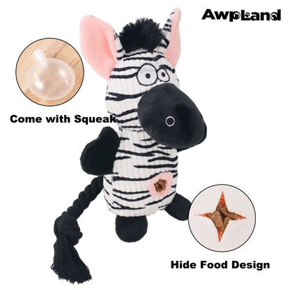 Plush Dog Toy - Cute Zebra Shape and Durable Squeaky Dog Toys