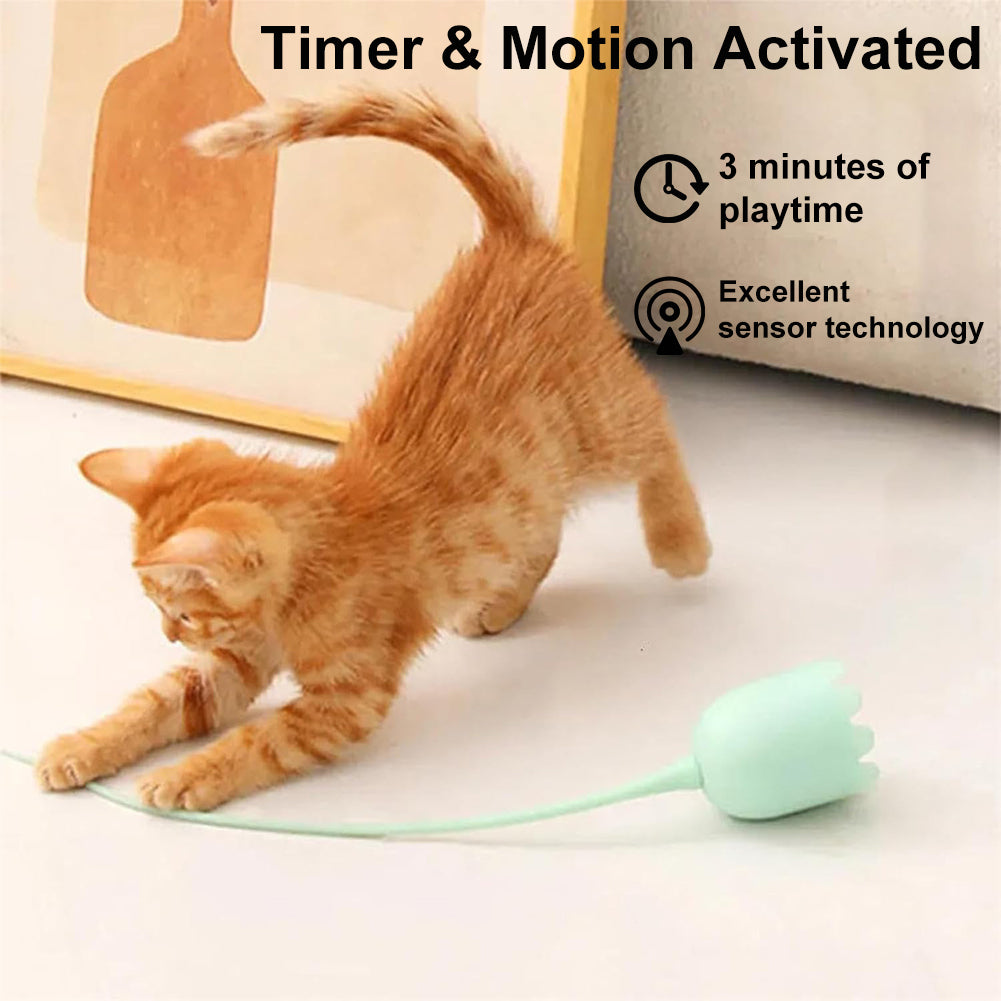 Automatic Sensing and Moving Silicone Cat Toy with Rotating and Jumping Long Tail