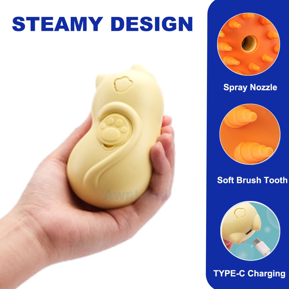 Steamy Cat Brush, Cute Cat shape Self Cleaning Steam Pet Brush for Cog Cat Rabbit