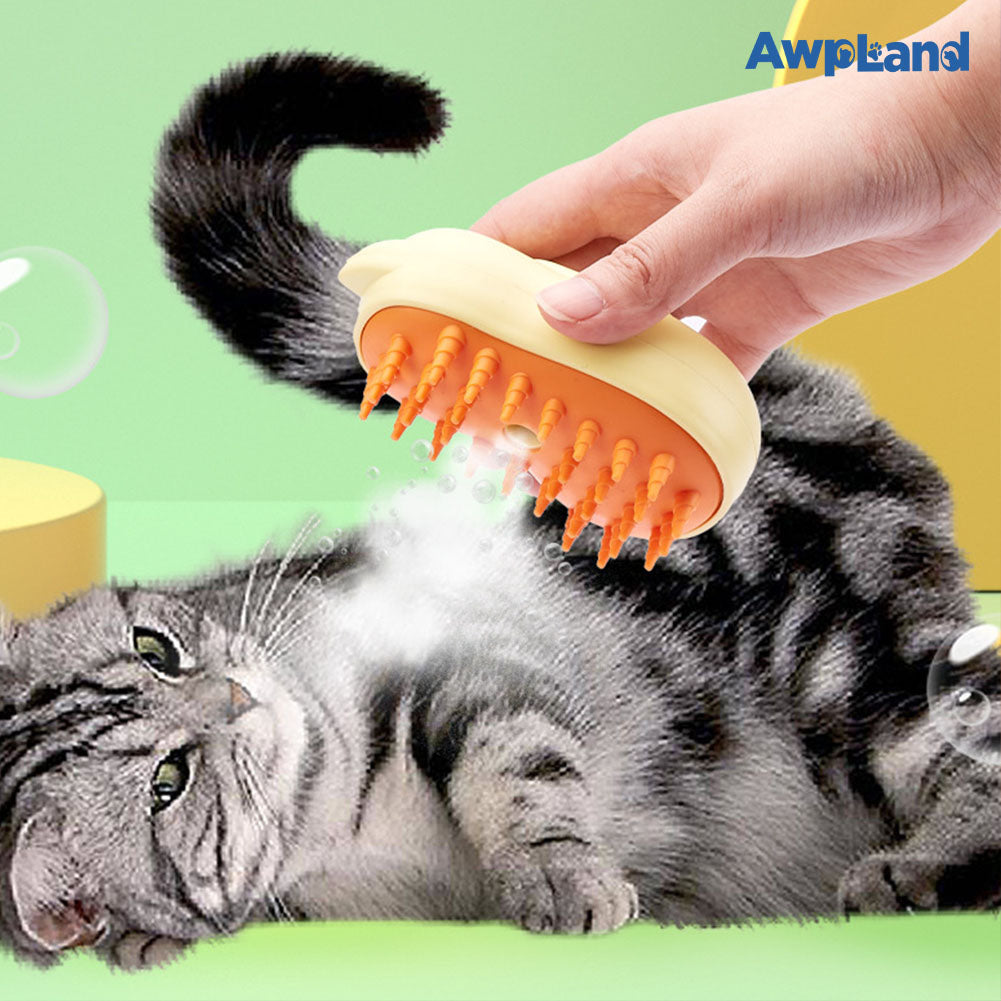 Steamy Cat Brush, Cute Cat shape Self Cleaning Steam Pet Brush for Cog Cat Rabbit