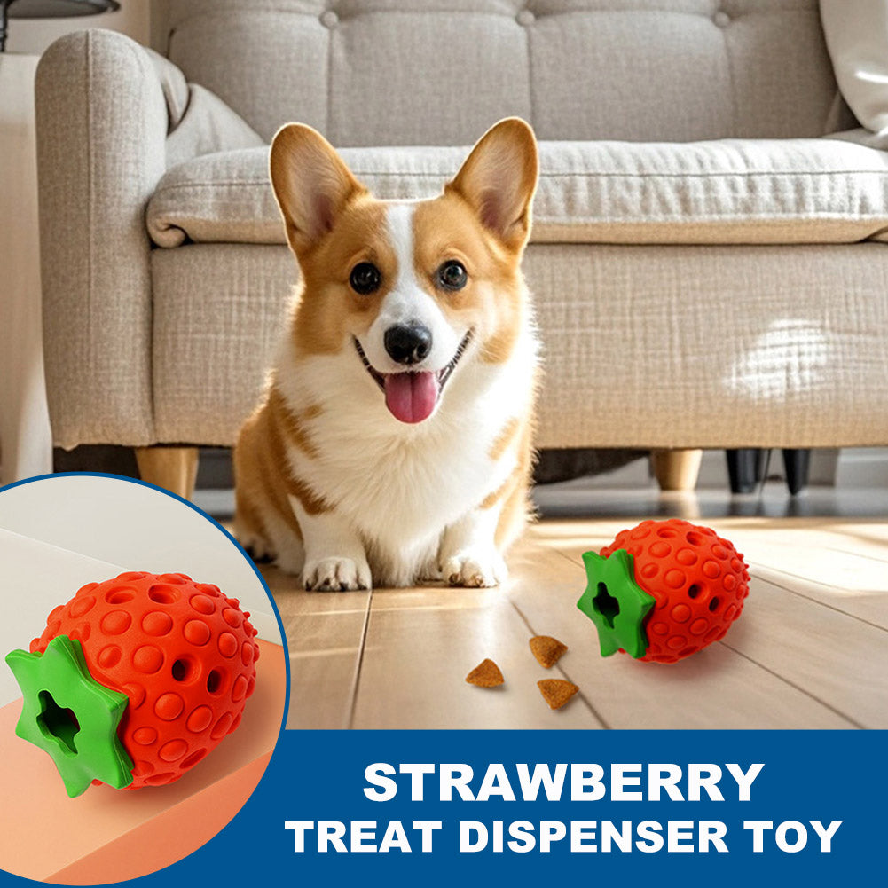 Strawberry Dog Puzzle Toys, Rubber Dog Chew Toys for Treat Food Dispensing