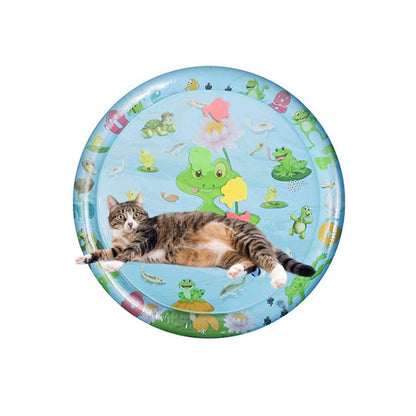 Thickened Water Sensor Play Mat for Indoor Cats, Cool Comfort Inflatable Tummy Time Water Mat with Inflator