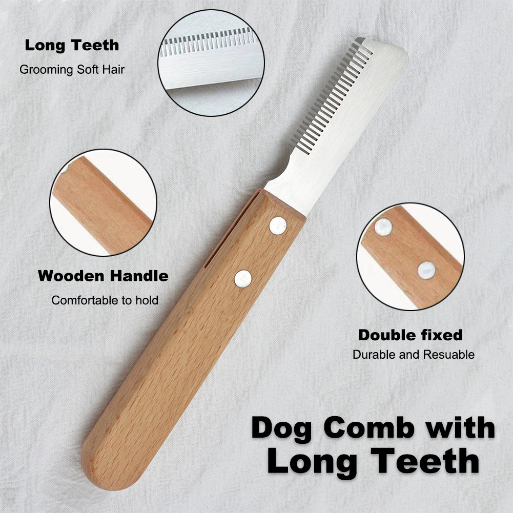 West Highland White Terrier Hair Removal Comb Set, Comb with Short Teeth for Cutting Up Wire Hair, Comb with Long Teeth for Grooming Soft Hair