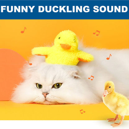 Touch Activated Kitten Duck Plush Toy Interactive Cat Exercise Toys with Lifelike Quack Chirping