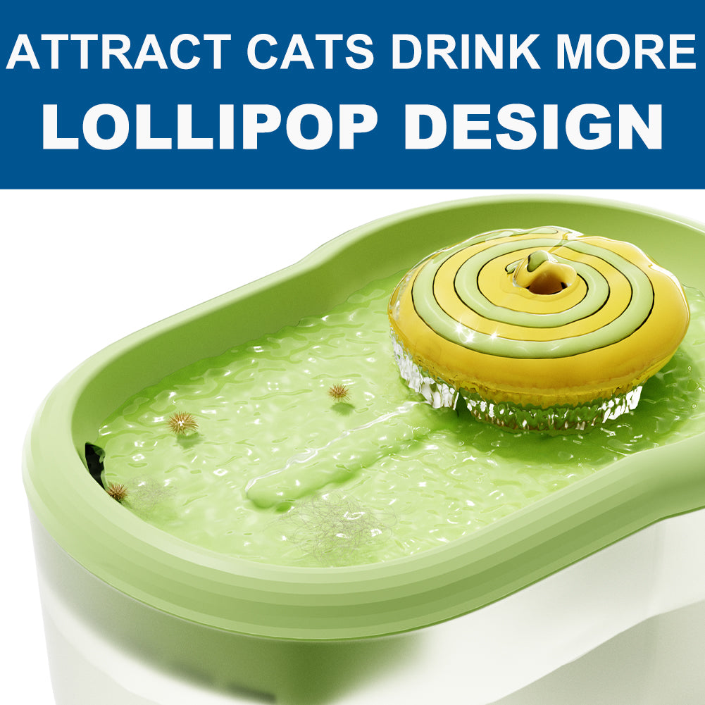 Lollipops Cat Fountains for Indoor Cat, 2.2L Ultra Silent Pet Fountain with 4 Filters Set