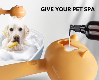 Pet Shampoo Dispenser Brush Dog Shower Brush for Bathing