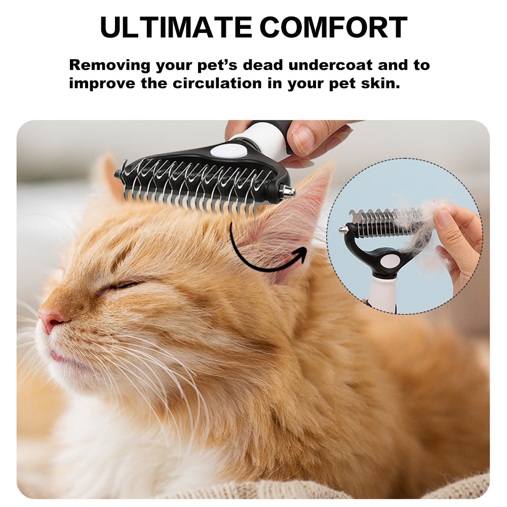 Cute Penguin Cat Deshedding Brush with Double Sided Shedding and  17+9 Teeth