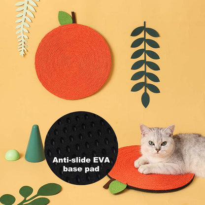 Natural Sisal Orange Shape Cat Scratch Mats, Anti-Slip Cat Scratching Pads Toy for Indoor Cats