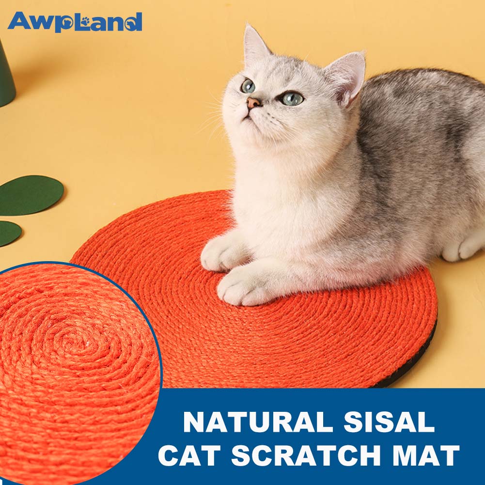 Natural Sisal Orange Shape Cat Scratch Mats, Anti-Slip Cat Scratching Pads Toy for Indoor Cats