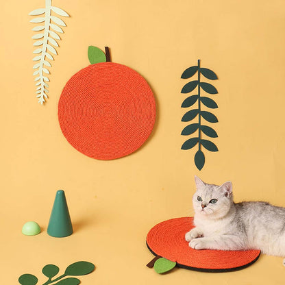 Natural Sisal Orange Shape Cat Scratch Mats, Anti-Slip Cat Scratching Pads Toy for Indoor Cats