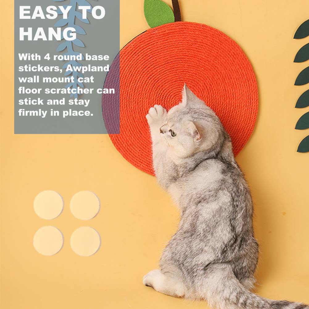 Natural Sisal Orange Shape Cat Scratch Mats, Anti-Slip Cat Scratching Pads Toy for Indoor Cats